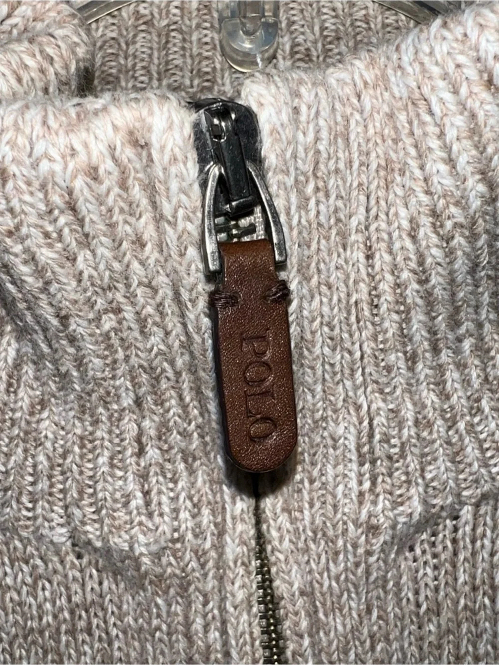 Polo by Ralph Lauren Men’s Quarter-Zip Sweater - Beige Oatmeal Cotton Blend XL